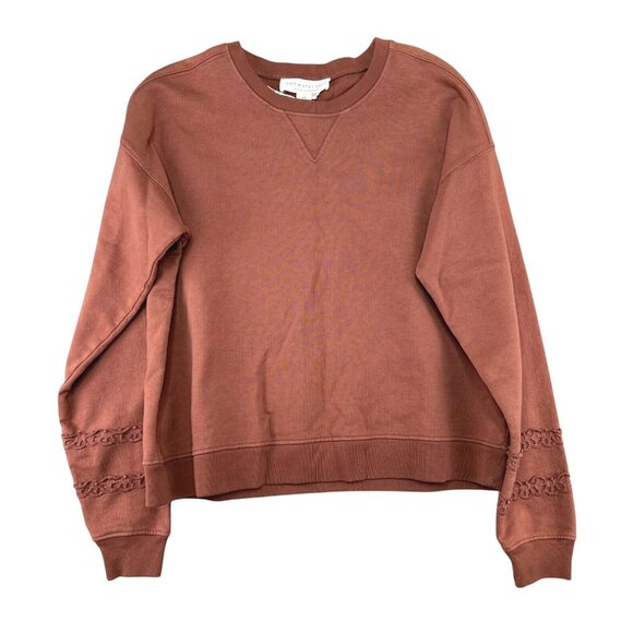 Saltwater Luxe Womens M Crewneck Sweatshirt Spice Cotton Lace Back & Sleeve Deta - Picture 1 of 15